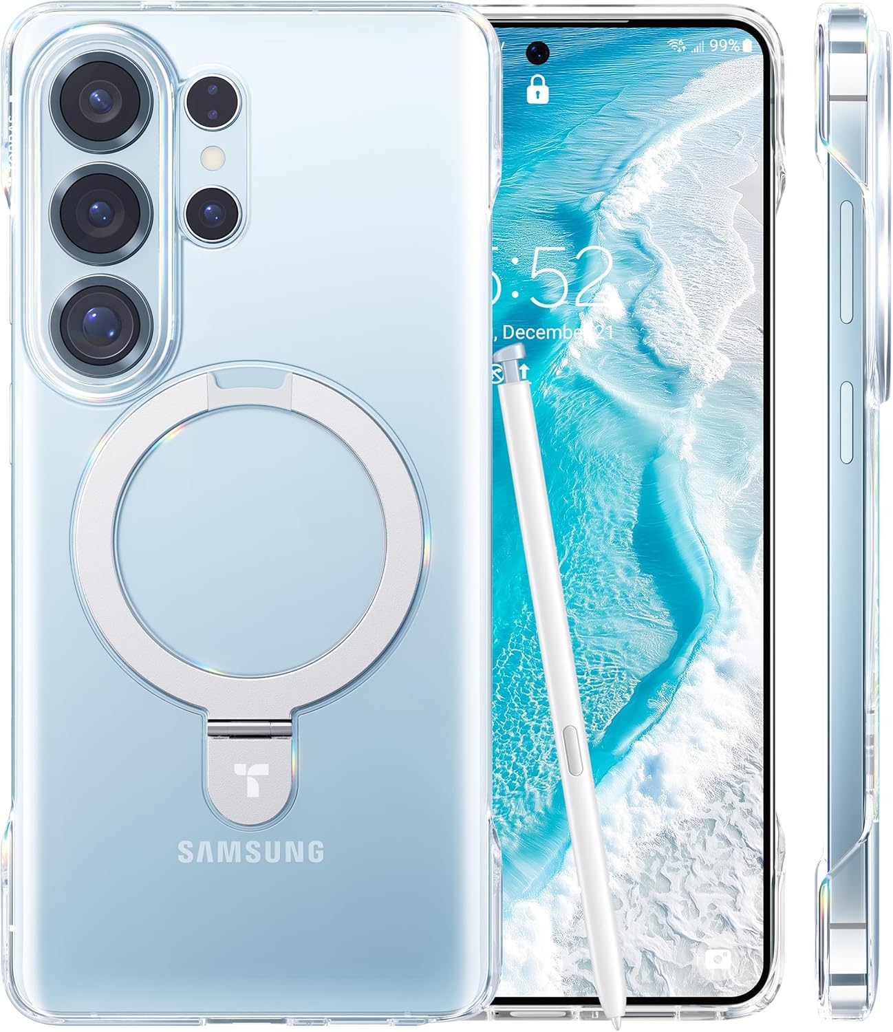 TORRAS Ultra Slim for Samsung Galaxy S26 Ultra Case Clear with Magnetic Stand. [Never Yellow] [Fit for MagSafe] [Open-edge]Frameless Thin Minimalist for S26 Ultra Case with Kickstand. Hard Protection