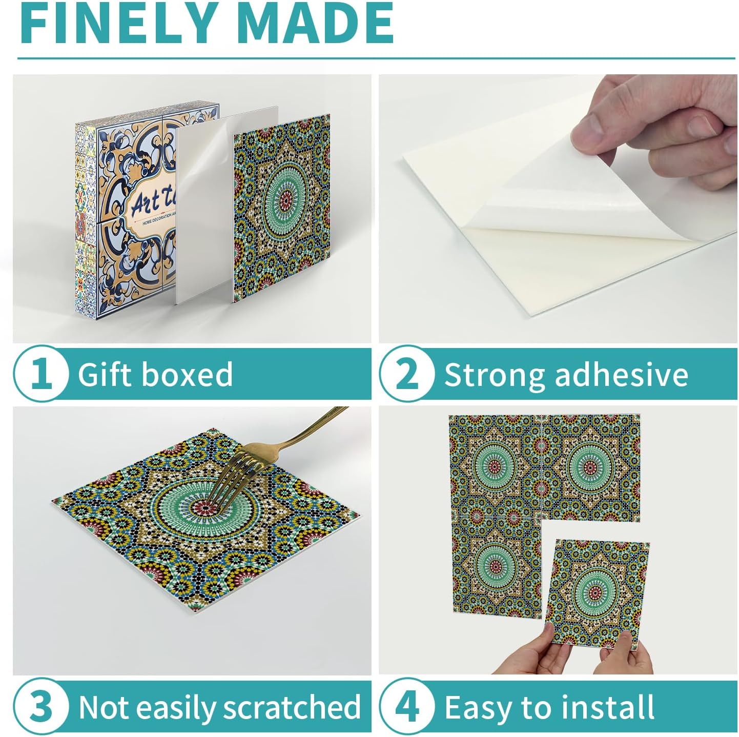VICCI 12Pcs Peel and Stick Tile Backsplash Self Adhesive Stickers for Kitchen 5.9''x5.9'' Wall Decals Waterproof Stick on Backsplash for Bathroom