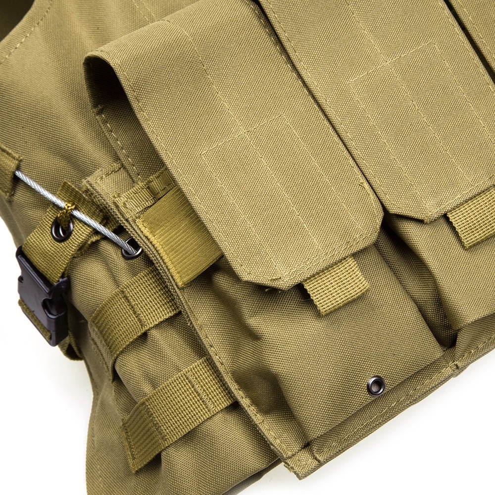 Chaleco táctico para caza al aire libre Molle Chaleco Multi-bolsillo Paintball de entrenamiento (Khaki)