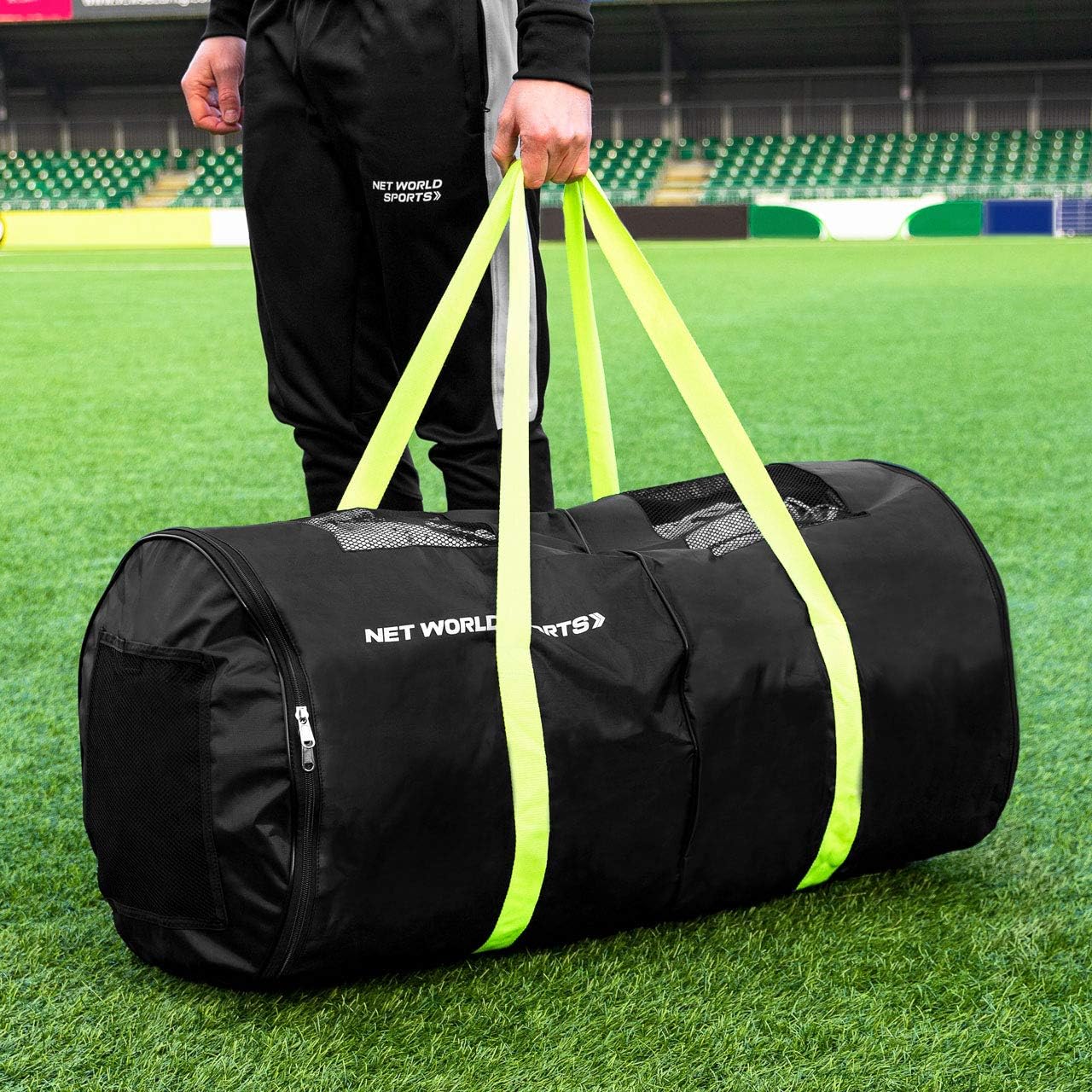 Soccer Net Carry Bag – Stores 2 Full Size Soccer Goal Nets – Side Pockets For Net Accessories