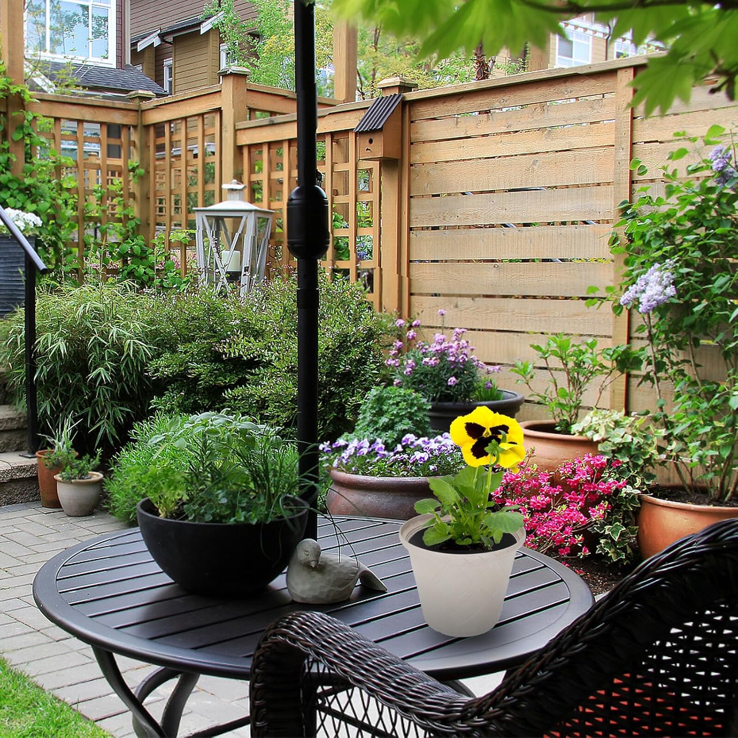 NUOBESTY 12-inch Resin Planter with Rustic Roman Pattern, Outdoor Flower Pot for Garden and Balcony Decor, Single Classic Stone-Effect Plant Pot with Drainage, Suitable for Outdoor Plants