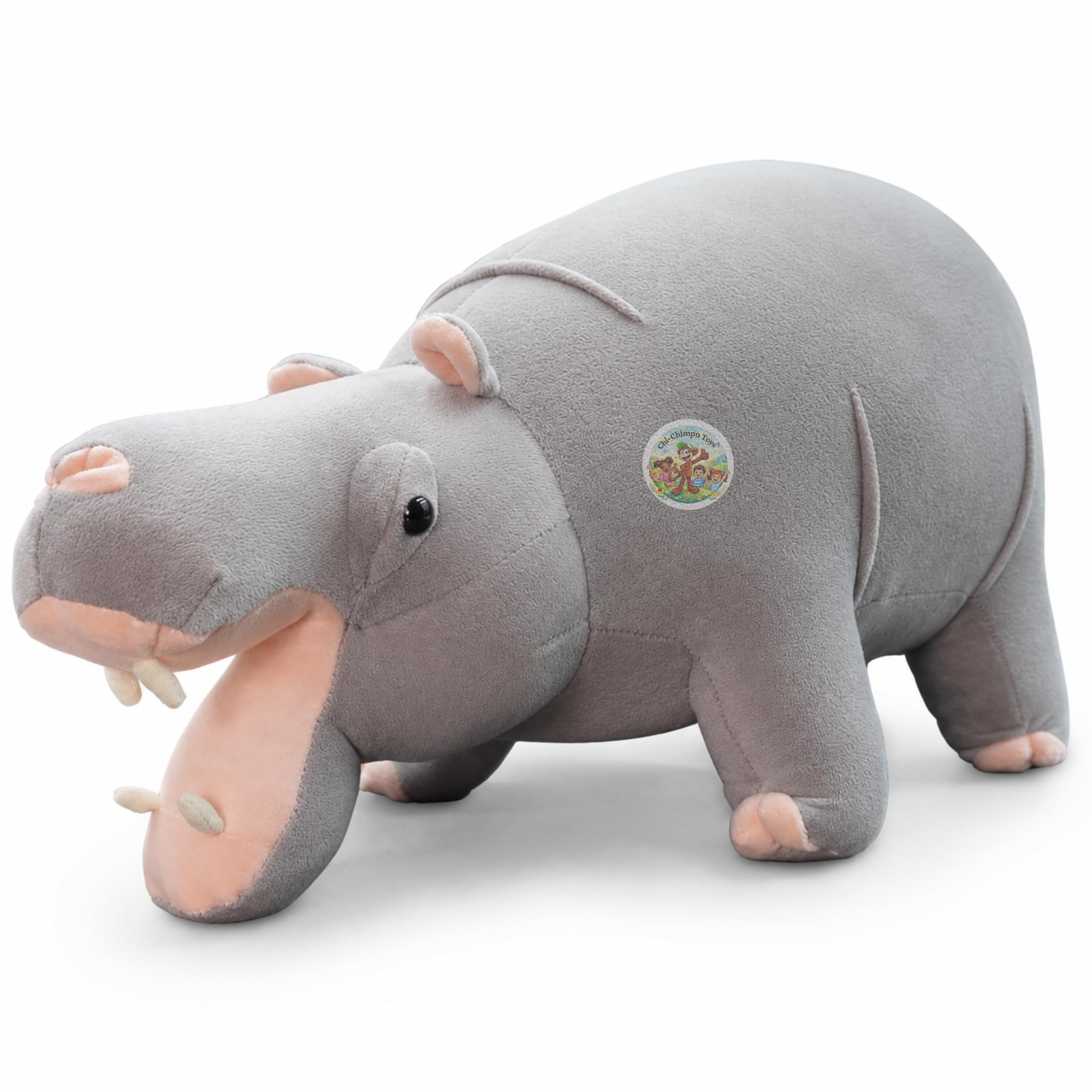 Chi-Chimpu Realistic Hippo Soft Toys for Kids Babies Girls | Soft Plush Toy for Cuddling, Sensory Development and Imaginative Play | Non-Toxic Fur Fabric | Grey (60 cm)