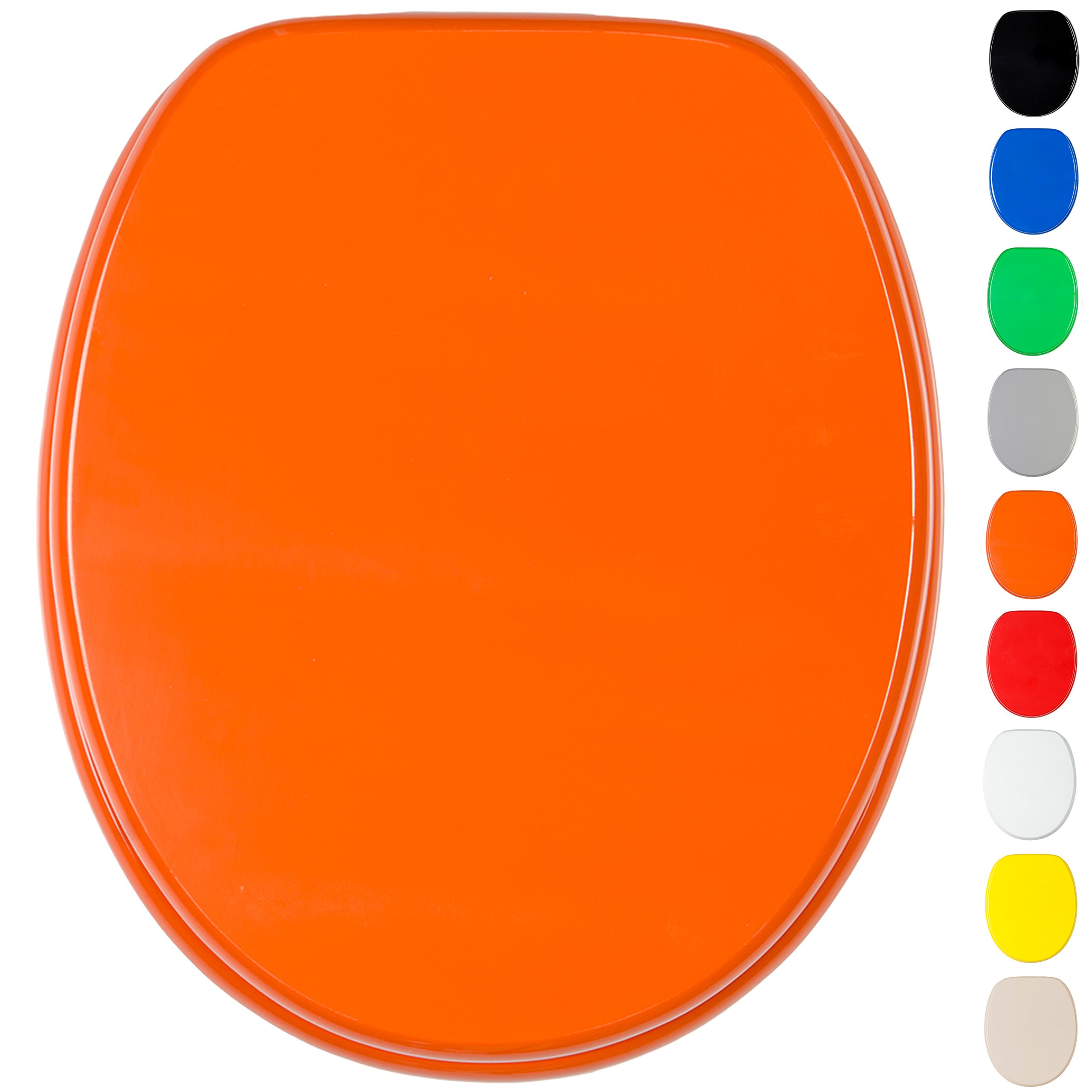 Sanilo Tapa de inodoro, asiento de inodoro con montaje sencillo, Bisagras estables, naranja