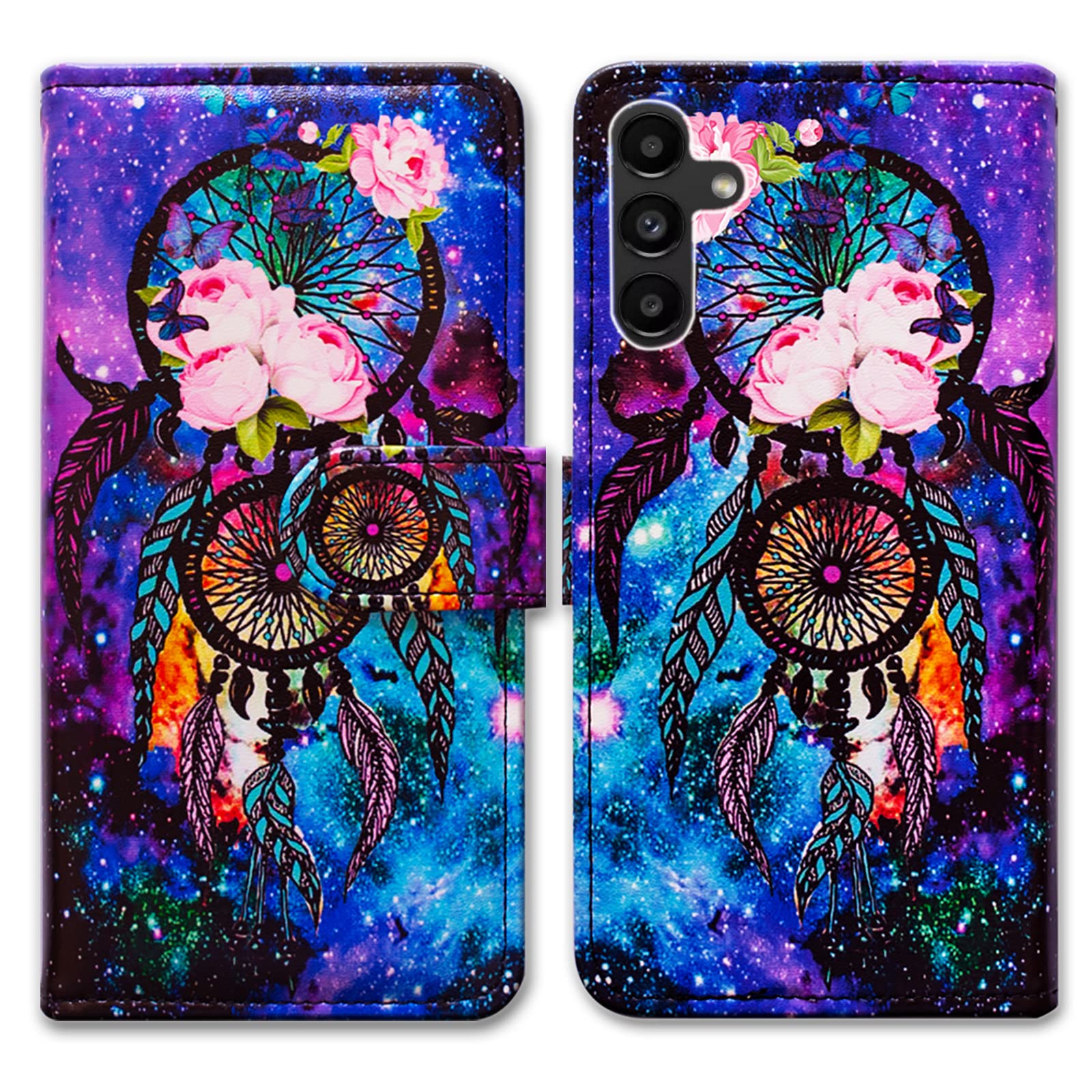 Bcov Galaxy A13 5G Case, Dream Catcher Galaxy Sky Leather Flip Phone Case Wallet Cover with Card Slot Holder Kickstand for Samsung Galaxy A13 5G 2021