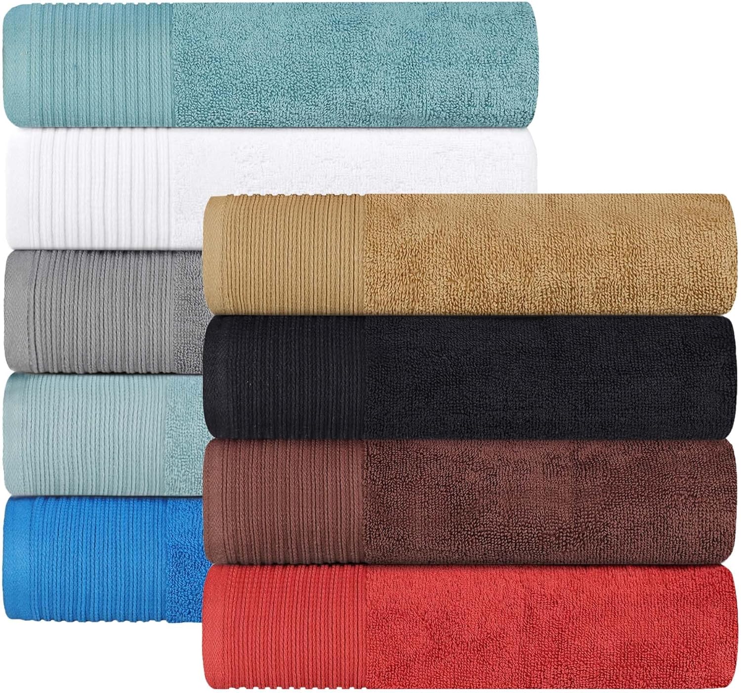 BNM Cotton Marble and Solid Towel Set, Includes 12 Face Towels, Washcloths, Small Towels, Daily Use, Soft, Highly Absorbent, Decorative Bathroom Accessories, Modern Kitchen, Home Essentials, Brown