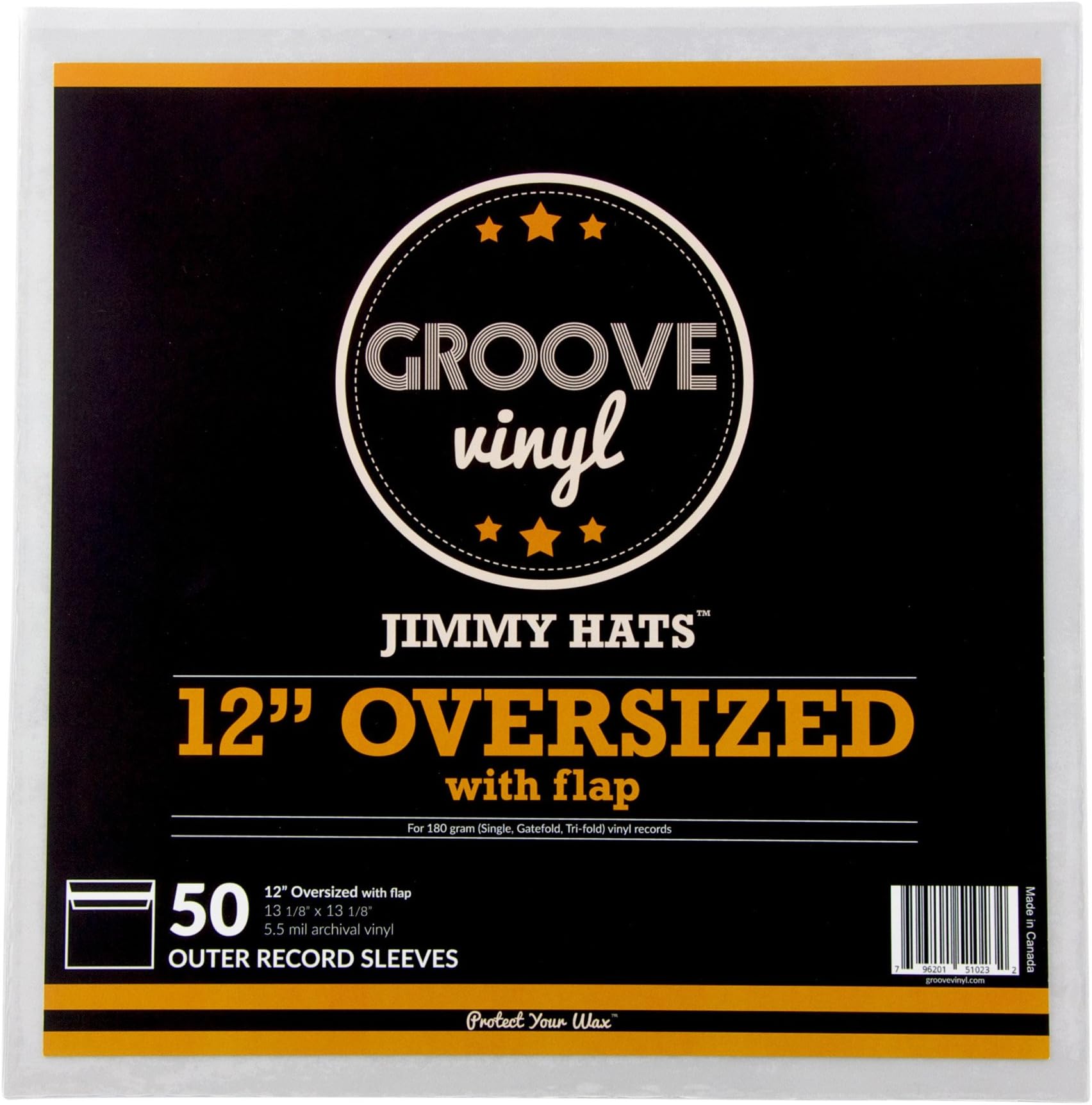 50 Vinyl Record Sleeves - 13.125" x 13.125" 5.5 Mil Crystal Clear Album Sleeves with Resealable Non-Adhesive Flap - Fits 12 Inch Single, Double, and Gatefold LPs - Protect Your Record Collection