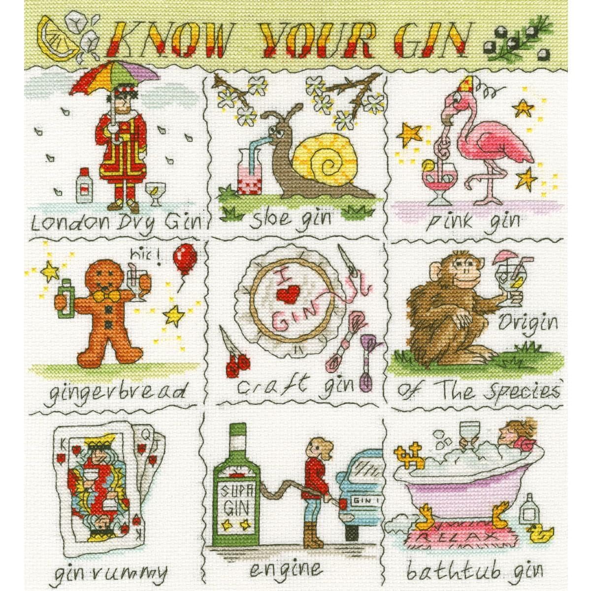 Bothy Threads Cross Stitch Kit - Know Your Gin