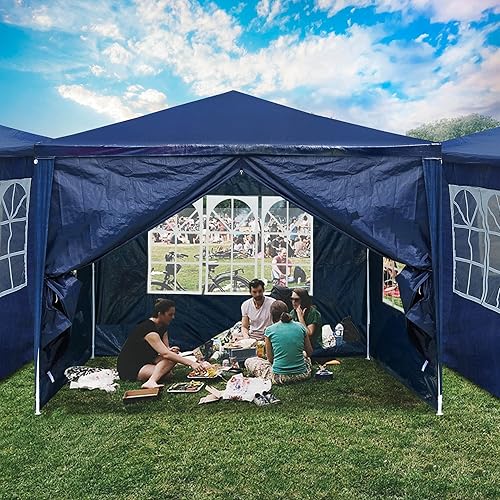 Miniatura 14 de Yescom 20 x 10 pies, color blanco para fiesta de boda al aire libre, patio, toldo cerrado con toldo extraíble de pared lateral, refugio solar