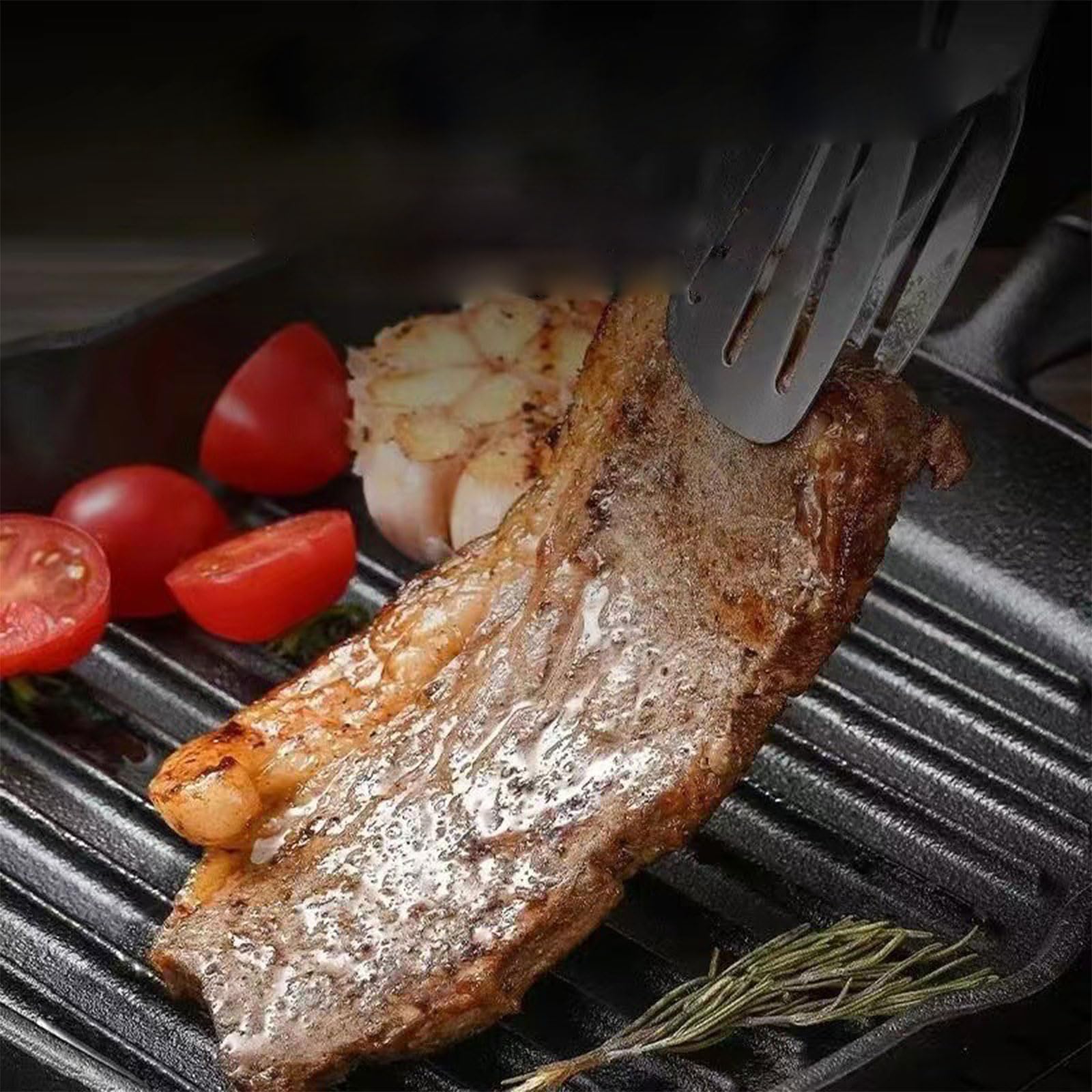 Kwadratowa żeliwna patelnia grillowa z wylewkami i drewnianym uchwytem do gotowania steków, warzyw, idealne naczynia do grillowania, 22 cm