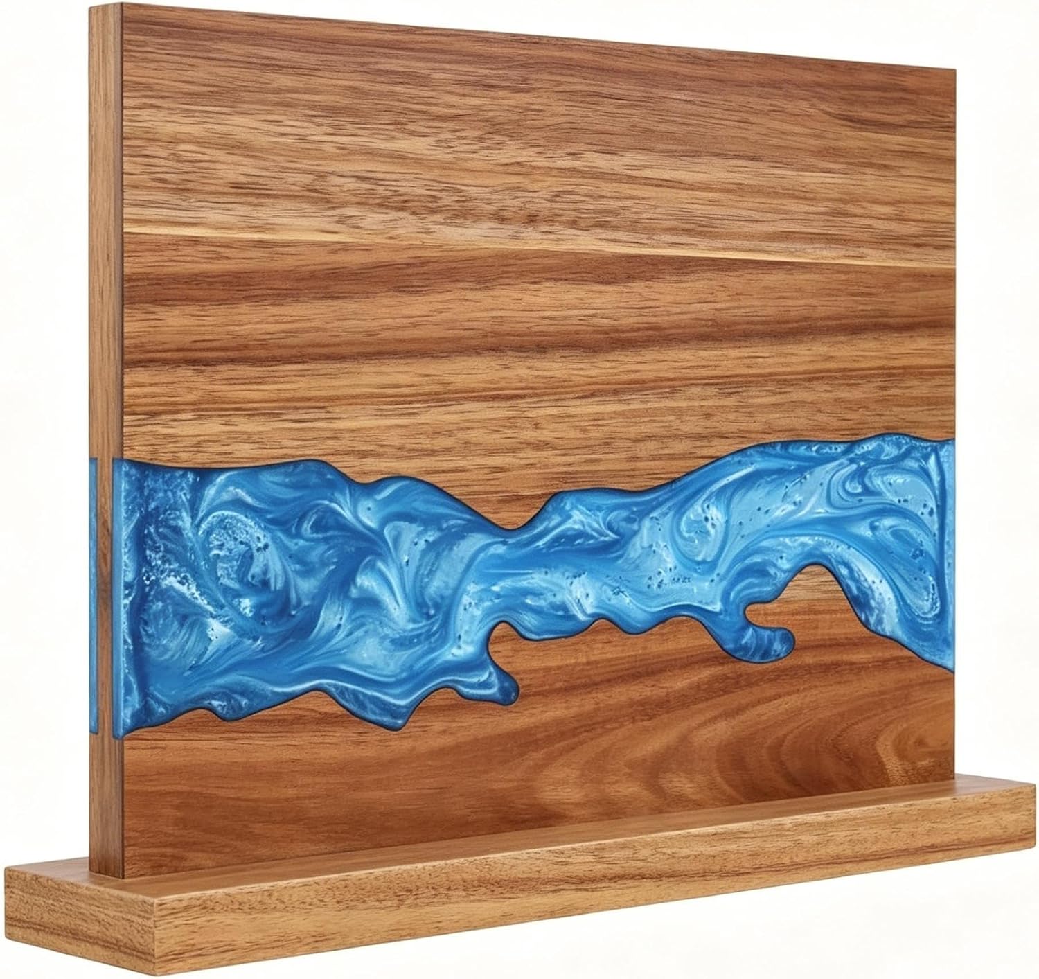 Magnetic Knife Block Double Sided Magnetic Knife Holder with Blue Resin River Design, Multifunctional Kitchen Countertop Knife Storage Organizer, Perfect New Home Gift (No Knives Included)