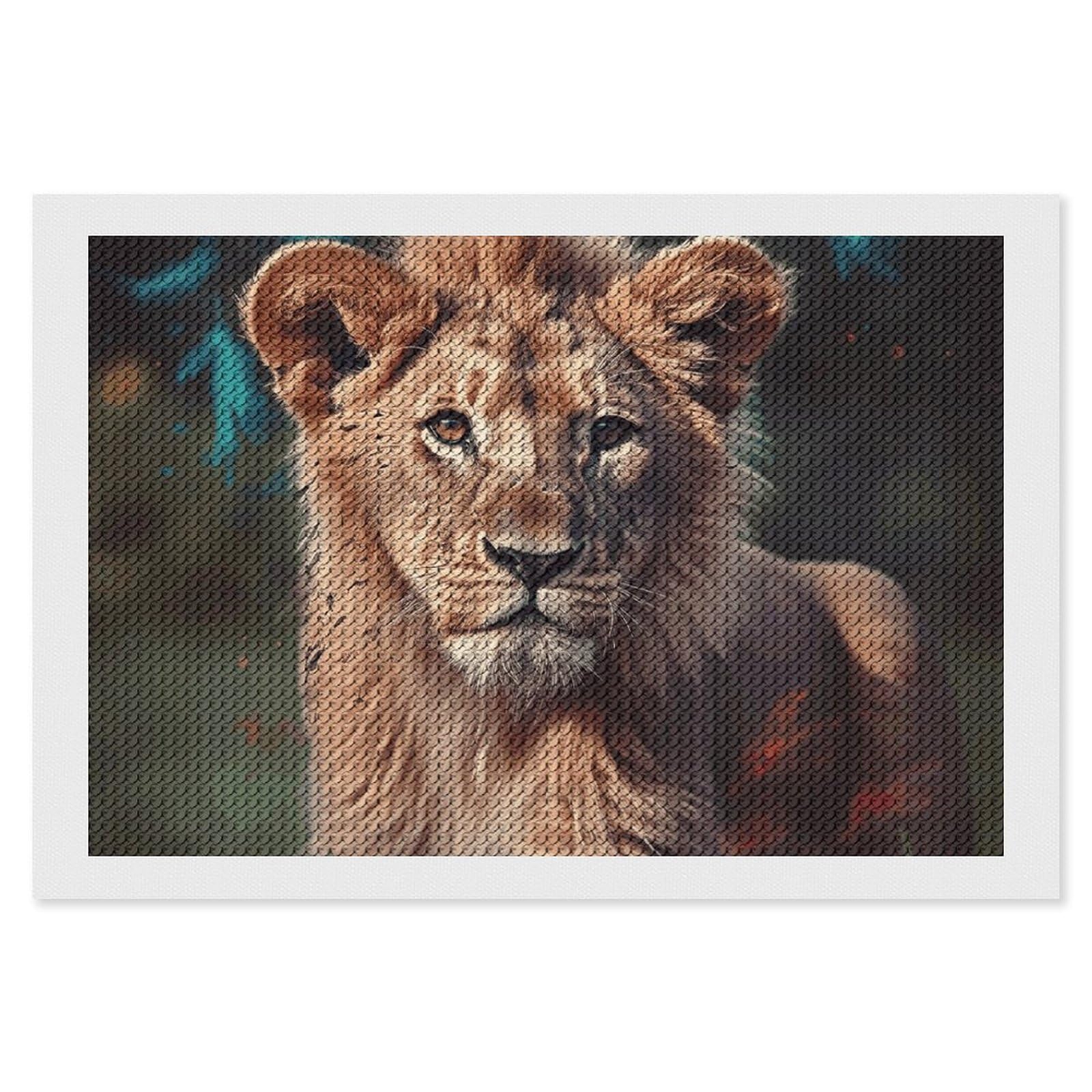 Art Lion Diamond Painting Kits for Adults, DIY 5D Diamond Painting Kits for Beginners, Round Full Drill Diamond Dots Paintings, Diamonds Pictures Gem Art for Crafts Home Decor 8"x12"