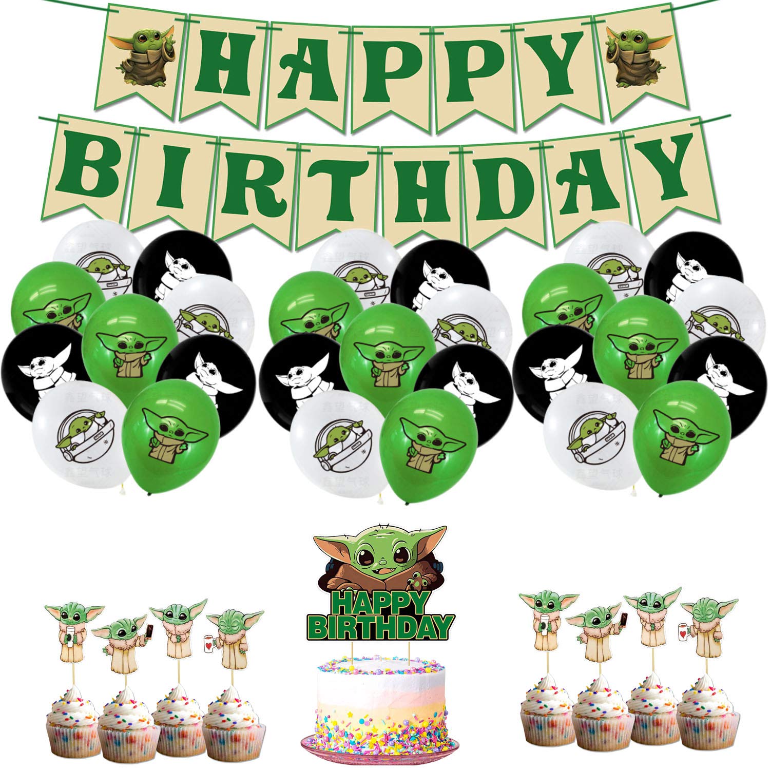 Buy Baby Yoda Party Supplies Set,24 Pcs Baby Yoda Theme Cupcake Toppers