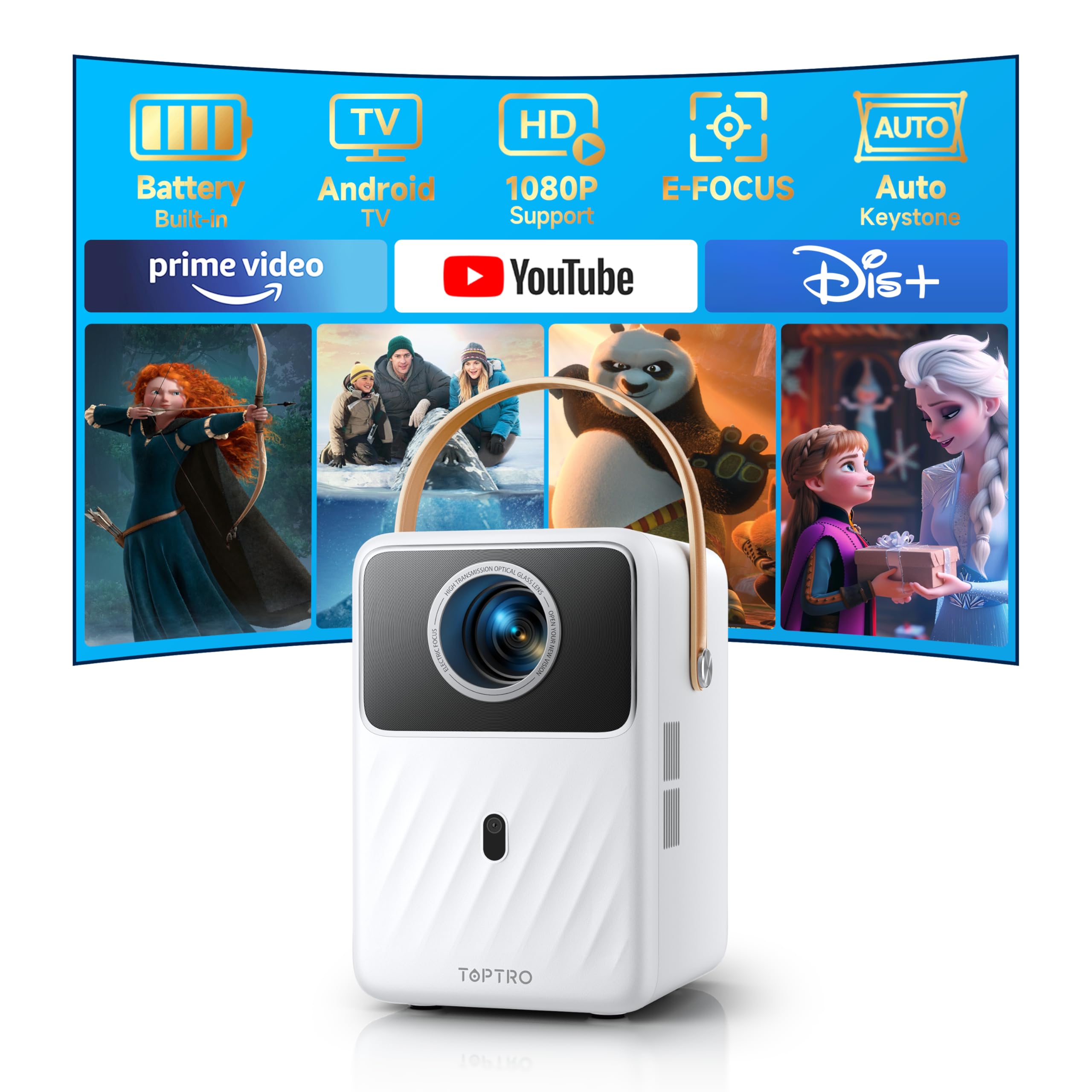 Built-in Apps & Battery】 Mini Projector with 5G WiFi and