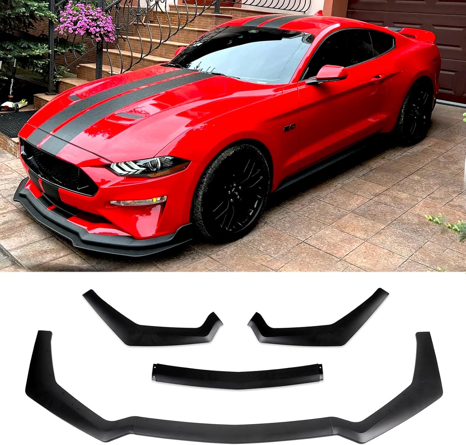 JMTBNO Car Kit Front Bumper Lip Spoiler Splitter Front Bumper Lip Splitter Body Kit Compatible with Ford Mustang 2018-2023 Ecoboost GT V8