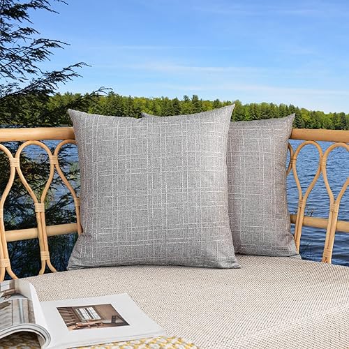 Vista 56 de Kevin Textile - Juego de 2 fundas de almohada decorativas para exteriores, impermeables, clásicas, para patio, sofá y banca, de 16 x 16 pulgadas