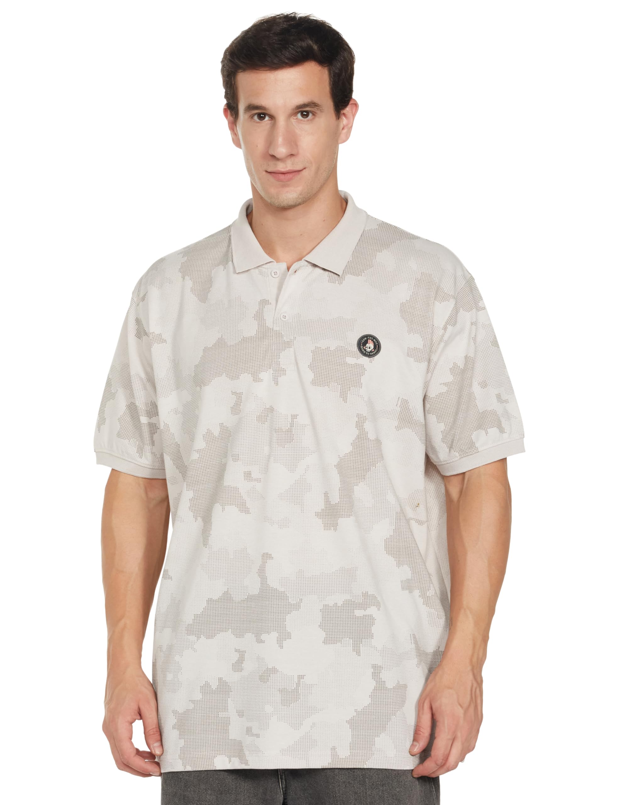 Hardsoda by The Indian Garage Co Men Plus Size Regular Fit Printed Polo Neck Tshirt