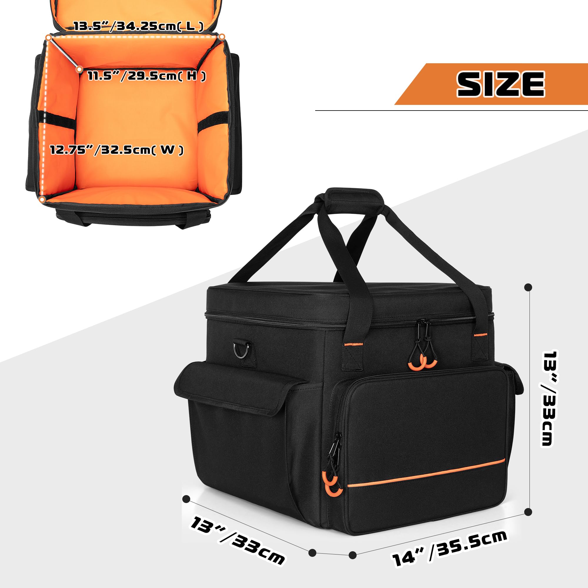 Luxja Borsa per 2 Luci Discoteca o Luce da Palco a Testa Mobile, Borsa per Luce da Palco con Divisore Interno e Tasche per Accessori, Nero