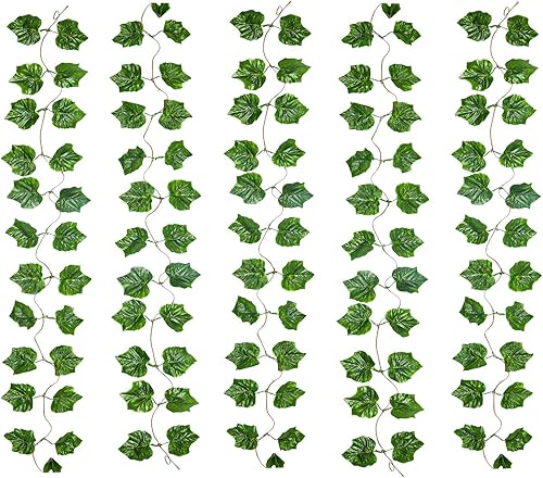 Miniatura 3 de Meiliy Ramo de 5 piezas de plantas de vid de cadena de vegetación artificial, hojas y plantas de vid de hiedra artificial