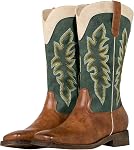 SheSole Womens Square Toe Western Cowgirl Boots Botte Cowboy Femme Wide Mid Calf Fashion Red Green Brown