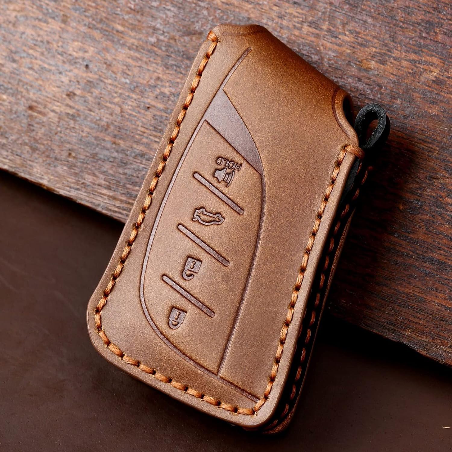 EASYANT Leather Car Key Fob Cover for Lexus 2021-2025 ES RX 350 Compatible with Lexus New LS NX Key Shell Case Brown - Image 5