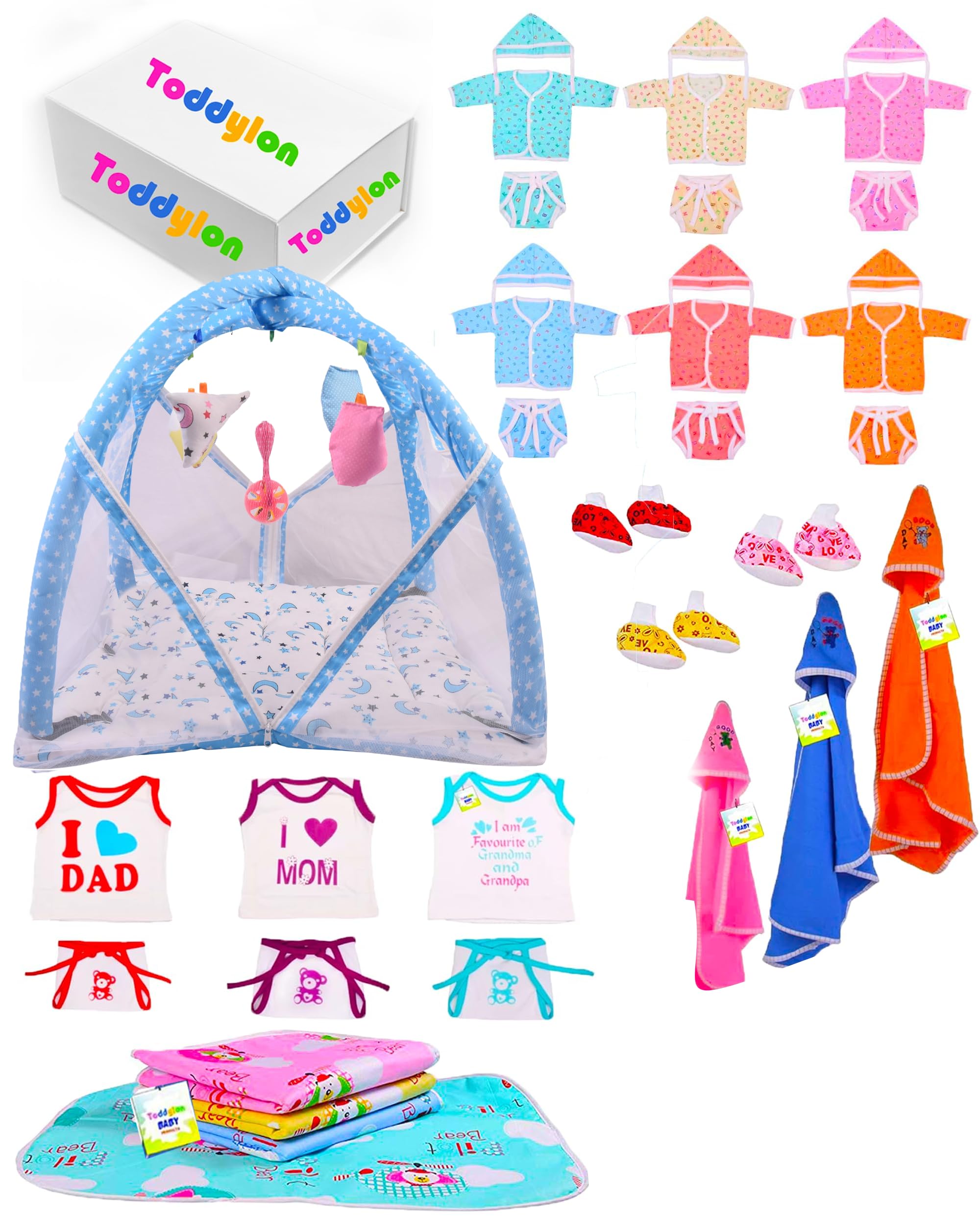 Toddylon 39 in 1 New Born Baby Products All Baby Bedding Set | Baby Clothes | Gift Packs | Hospital Kit | Essentials Items | Infants Combo (0-6 Months)-image-27
