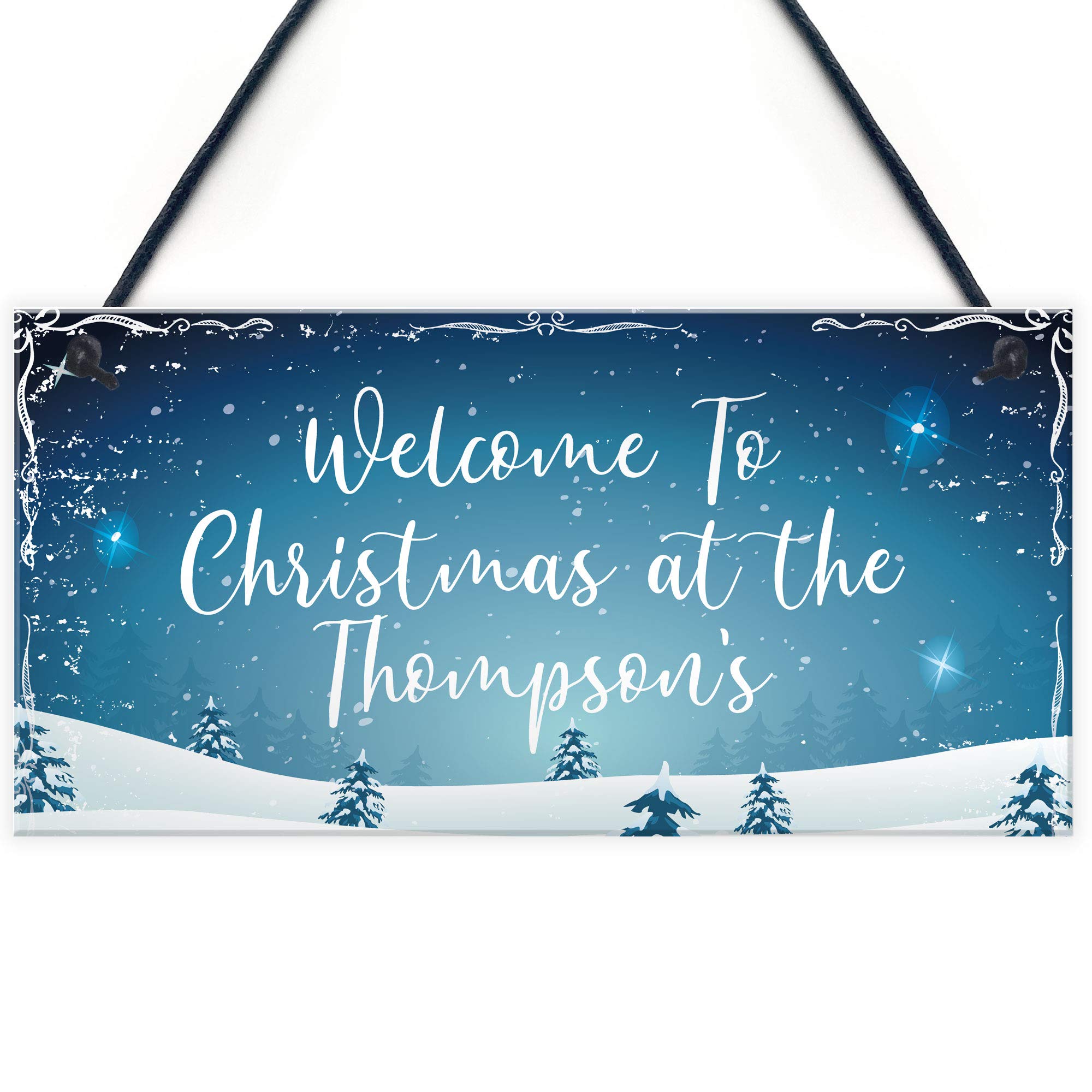 Welcome Christmas Sign PERSONALISED Christmas Decoration Gift For Family Keepsake