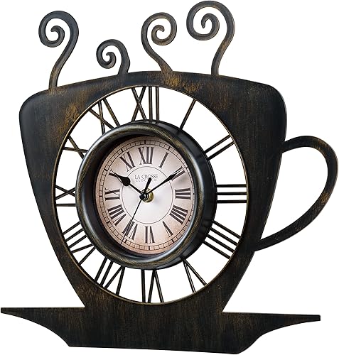 Miniatura 2 de La Crosse 404-3833B - Reloj de pared analógico de cuarzo con taza de café con leche de 13 pulgadas