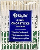 KingSeal 200 Pairs 8 Inch Natural Poplar Wood Disposable Chopsticks Waribashi Bulk Pack with Paper Sleeves