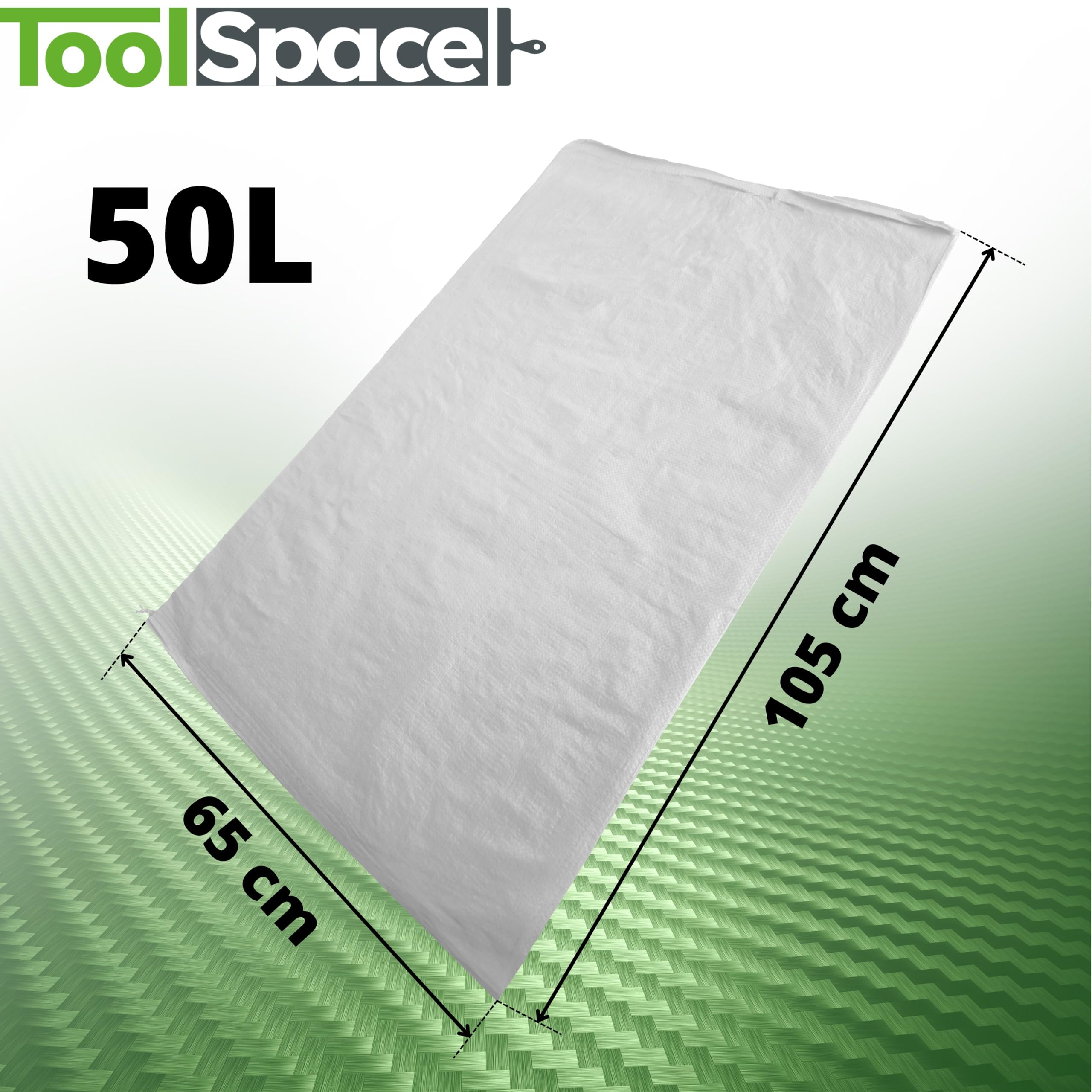 Toolspace 5x Woven Polypropylene Sacks, PP Fabric 105x65 Cm, Garden and Building Waste Bags 50 Kg Ideal for Animal Feed Grain - Image 2