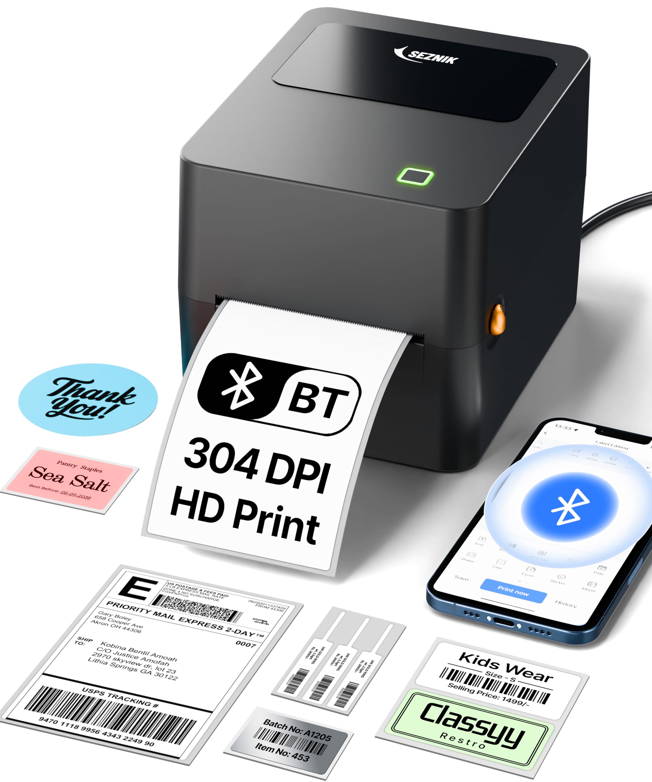 SEZNIK TEJAS Thermal Shipping Label Printer | 304 DPI | USB + Bluetooth | Direct Thermal Printer for Shipping Label, MRP Sticker, Barcode, E-Commerce | SellerFlex | Mobile & PC Support | 1 Yr Warranty-image-34