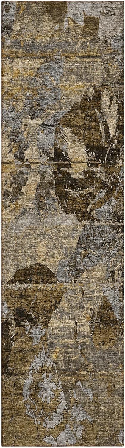 Addison Rugs Chantille ACN555 Brown 2'3" x 7'6" Indoor Outdoor Hallway Runner Rug, Stain Resistant Washable Kitchen Area Carpet for Bathroom, Laundry and Bedroom