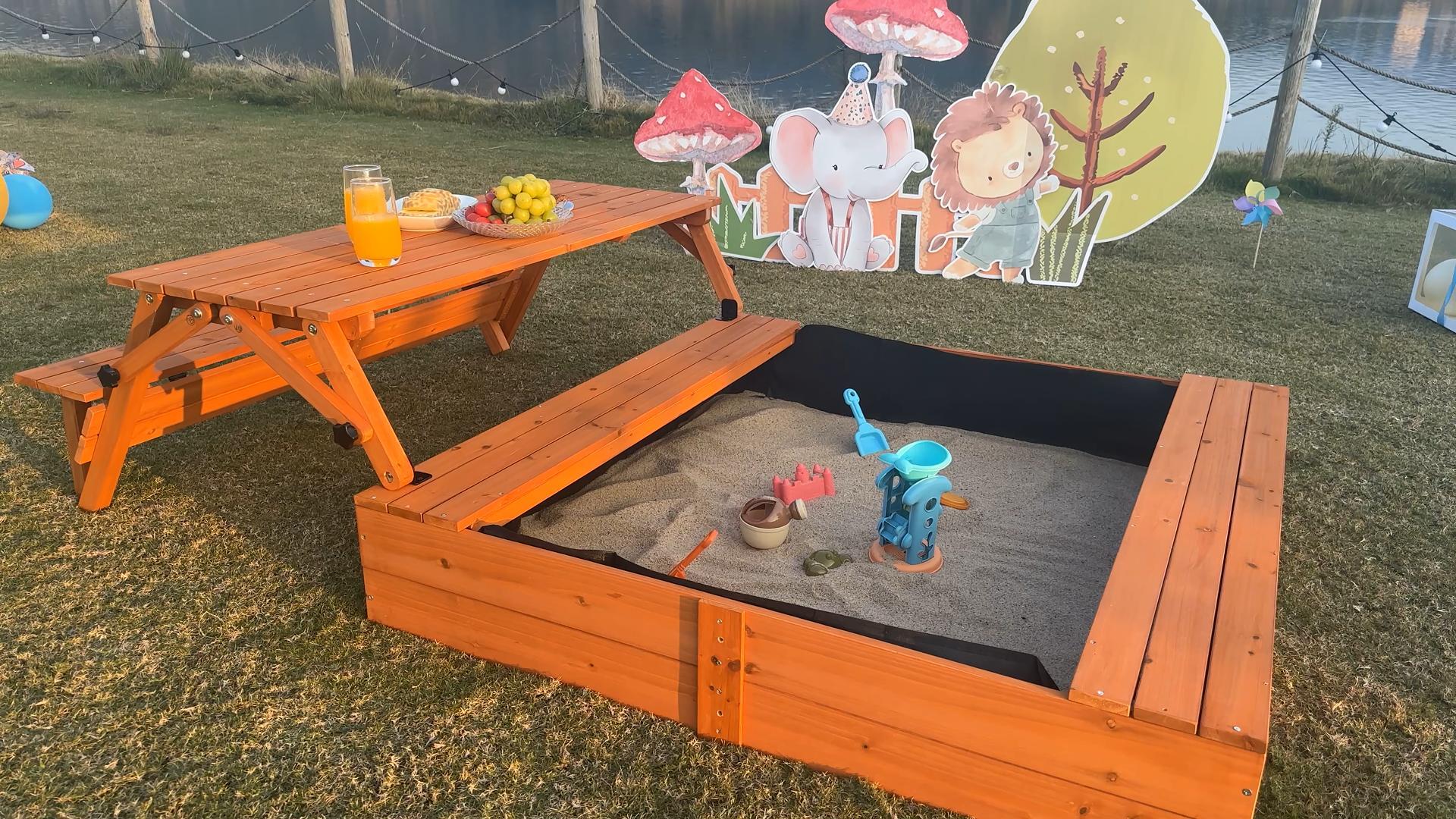 Amazon.com: FunXplore Wooden Kids Sandbox with Lid Outdoor Sand