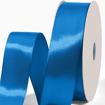 Funfery 100 Yard 1-1/2 Inch Blue Satin Ribbon for Gift Wrapping,Solid Color 1.5 inch Wide Blue Ribbon for Wedding Birthday Party Flower Bouquet Hair Crafts Christmas