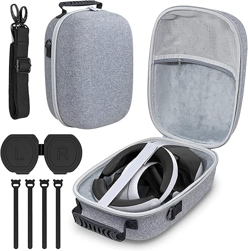 YUANHOT - Funda de transporte rígida compatible con PS VR2, funda protectora ligera de viaje con protector de lente, correas de velcro y tira de