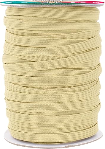 Vista 73 de Mandala Crafts - Rollo de cordón elástico plano para costura y manualidades Beige