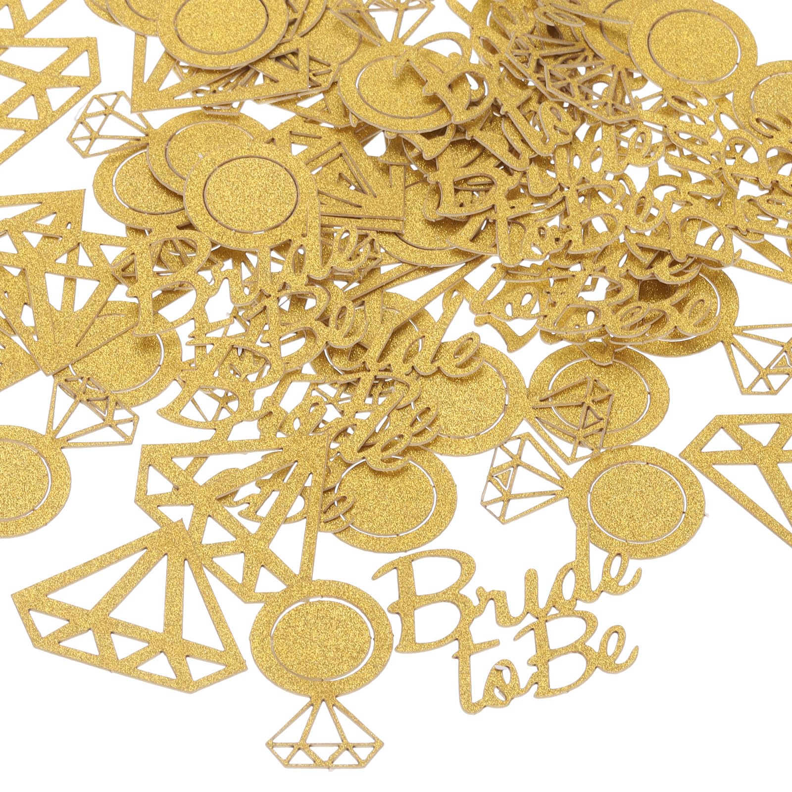 sourcing map 100Pcs Gold Wedding Table Confetti, Diamond Ring Confetti Table Scatter Confetti Paper Decorations for Engagement Wedding Party Supplies Decor