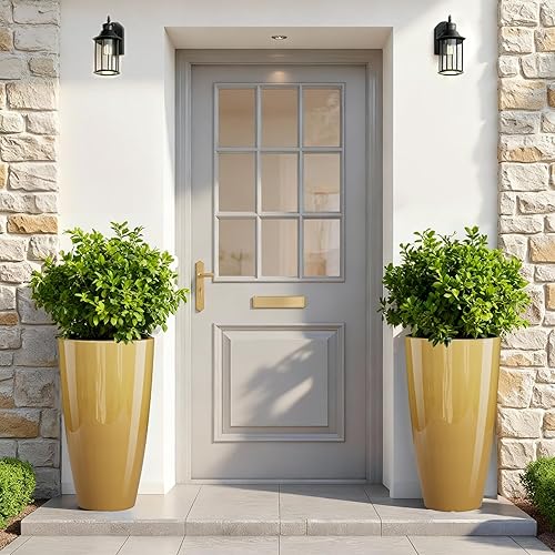 Miniatura 7 de QCQHDU Macetas de 21 pulgadas de alto para plantas de exterior e interior, paquete de 2 macetas resistentes para plantas de árbol para porche