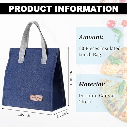 Miniatura 7 de Yinkin 10 Pieces Insulated Lunch Bag Bulk Lunch Box Large Reusable Leakproof Tote Container with Aluminum Foil Employees Gift for Nurses Men Office