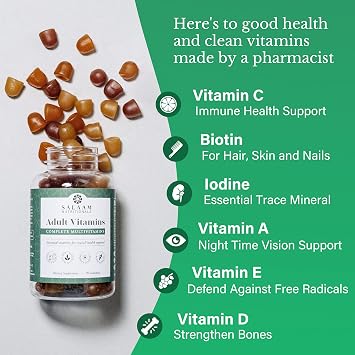 Salaam Nutritionals - Adult Multivitamins, Vitamin Gummies for Women and Men, Multivitamins for Adults with 11 Essential Vitamins and Minerals, 90 Count, 1 Pack.