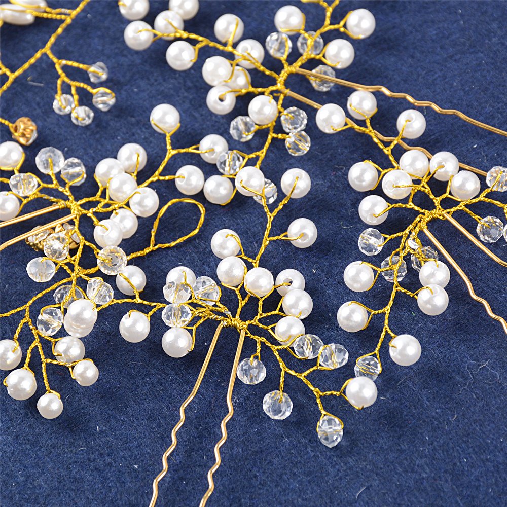 Set 21 Pezzi Copricapo Sposa - Forcine E Fascia Con Perle E Strass Per Matrimonio - Foto 4