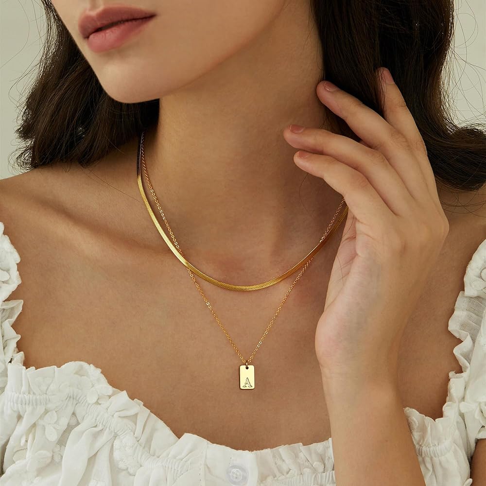 Collana Donna Con Iniziale – Placcata Oro 14k, Catena Satellitare, Lunghezza Regolabile 40-45 Cm