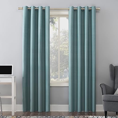 Sun Zero Columbia Thermal Insulated 100% Blackout Grommet Curtain Single Panel, 50" x 95", Mineral