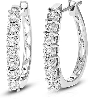 Vir Jewels 1/5 cttw Lab Grown Diamond Hoops Earrings in Sterling Silver With Clip On Backs