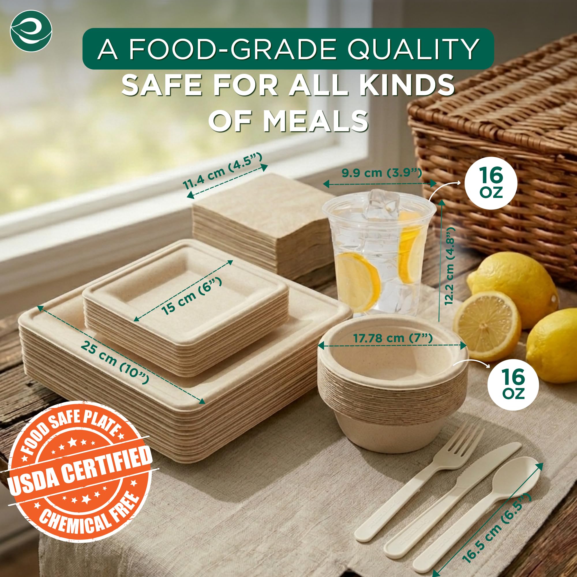 ECO SOUL Compostable Dinnerware Set - 400 Pieces -2 ECO SOUL Compostable Dinnerware Set - 400 Pieces -2