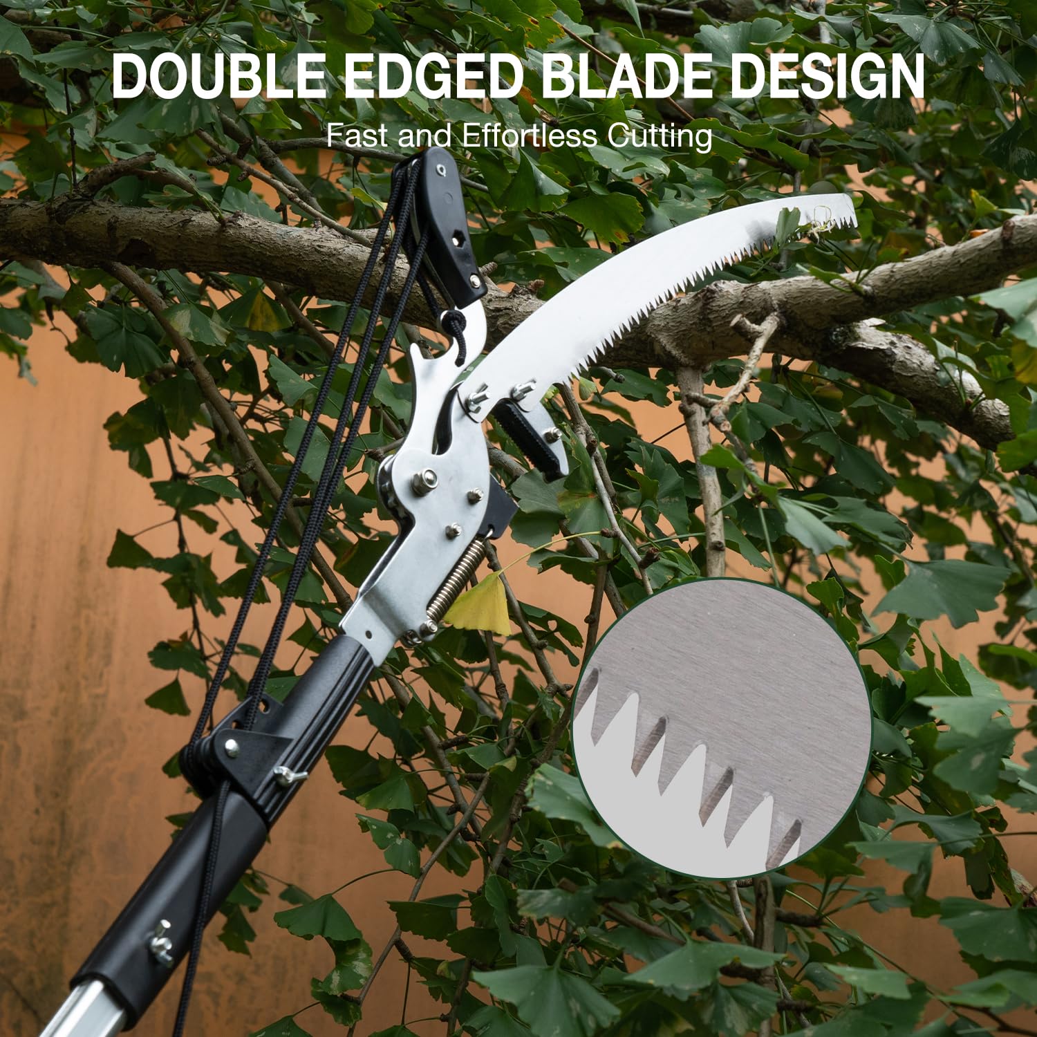 LINZI Elagueuse sur Perche Télescopique à Grande Portée 2.93 m | Perche Extensible Légère en Alliage d'Aluminium | Ø 35 mm de Coupe Max. | Coupe et Taille des Branches Hautes