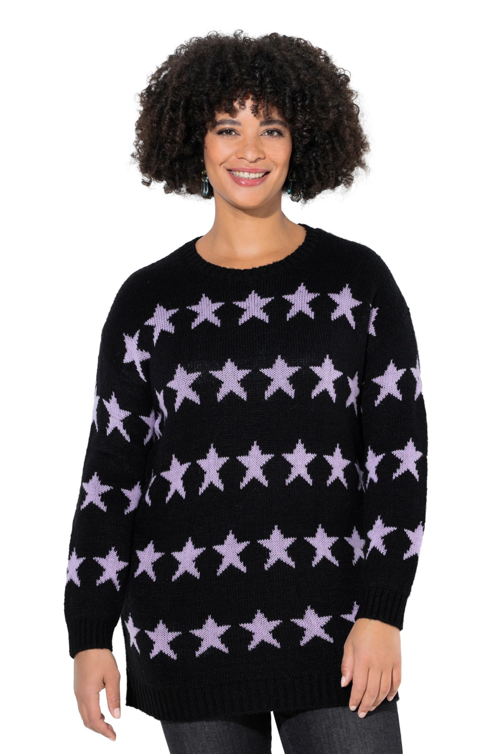 Angel of Style Damen große Größen Übergrößen Plus Size Long-Pullover, Oversized, Sterne, Ballon-Langarm 849022