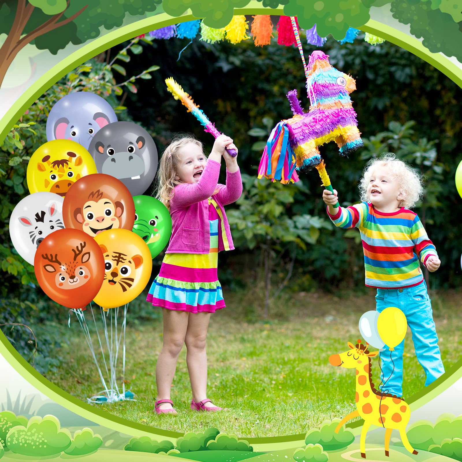 Censen 45 Pcs Animal Balloons 12 Inch Animal Latex Balloons Party Decoration for Kids Birthday Party Baby Shower Indoor Outdoor Decor (Colorful,Jungle Animal)