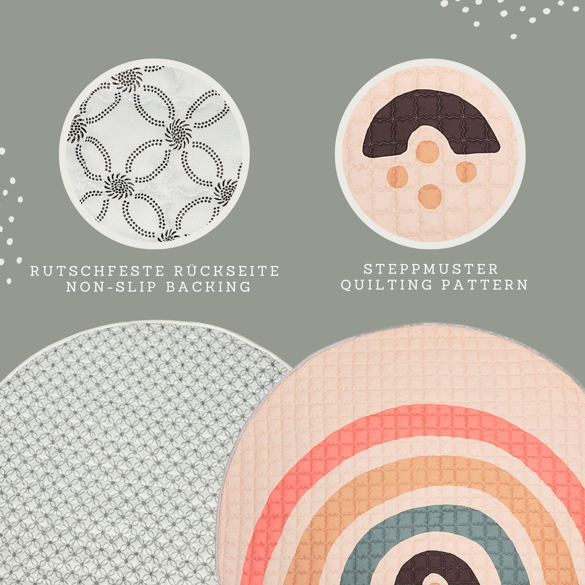 Hakuna Matte Grande Tappeto morbido bambini Imbottito 150cm - Tappeto Giochi bambini Spesso 1.5cm Design Arcobaleno Boho - Tappeto neonato con Supporto Antiscivolo per Gattonare, Giocare