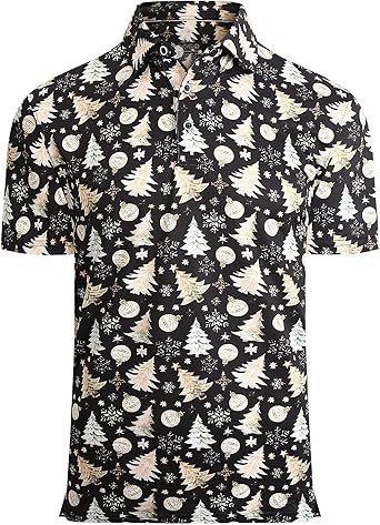 Alex Vando Mens Hawaiian Golf Shirt Moisture Wicking Digital Print Golf Shirts for Men
