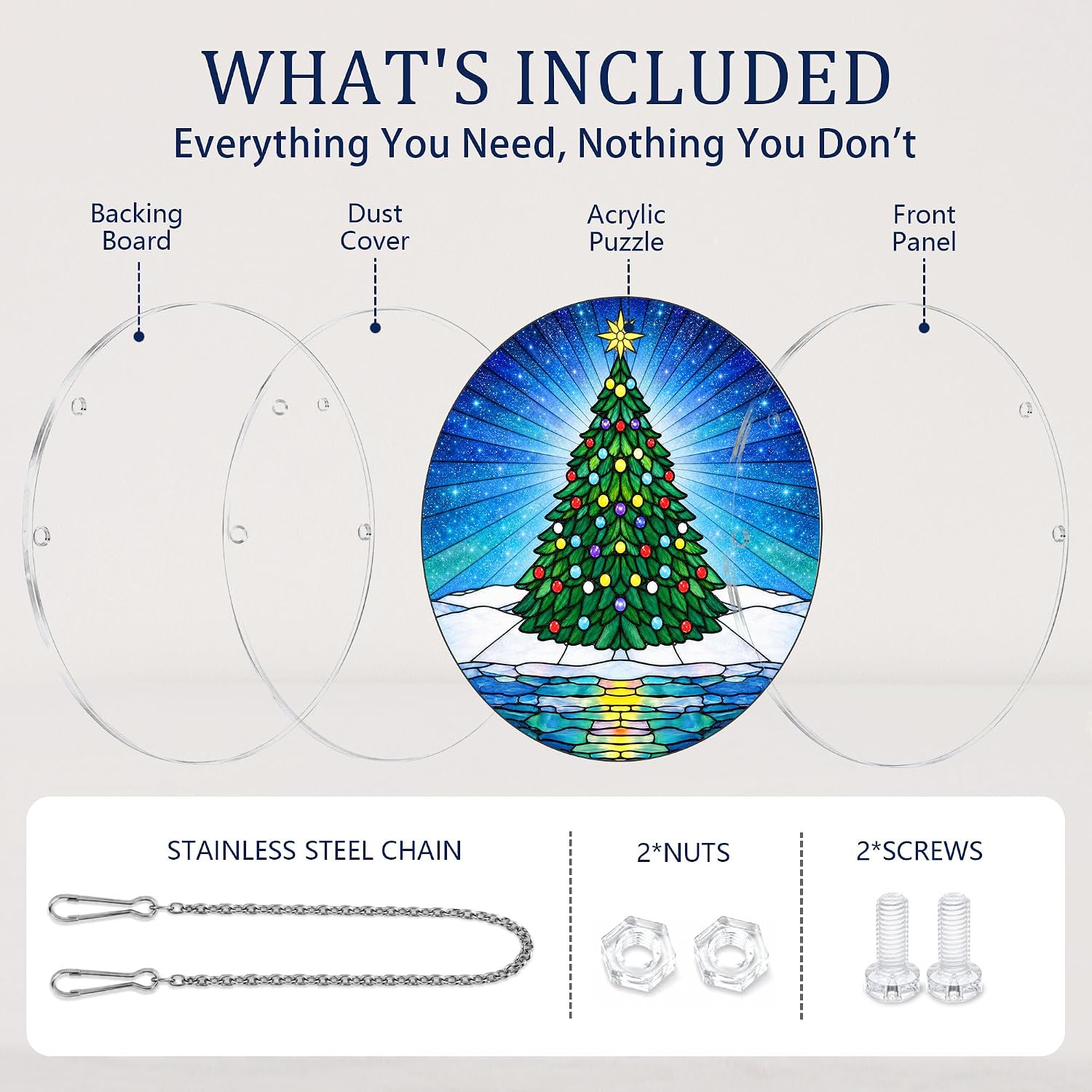 Christmas Tree Winter Lake Acrylic Puzzle Suncatchers DIY Stained Glass image 5